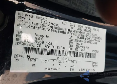 2018 Ford Focus Se из США, поврежденный, VIN 1FADP3FE5JL259459